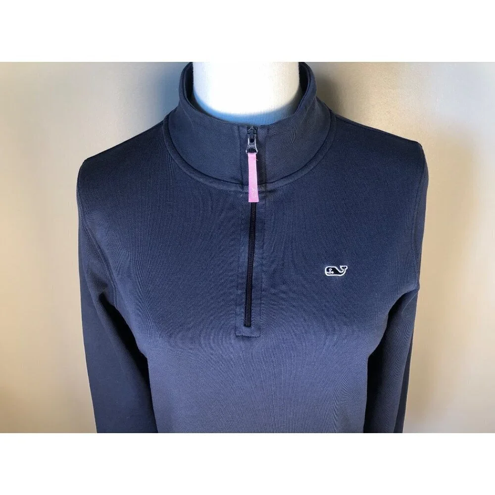 Vineyard Vines 100% Cotton Full Zip Mock Neck Navy Jacket Size XS